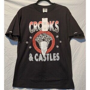 CROOKS & CASTLES Graphic Logo Men’s Tee Black T-Shirt Size Medium